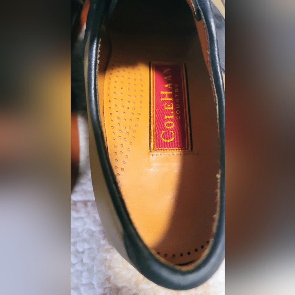 Vtg COLE HAAN Men's Two Tone Oxfords Beige Navy USA- US 7 1/2 D see measurements - Picture 9 of 16